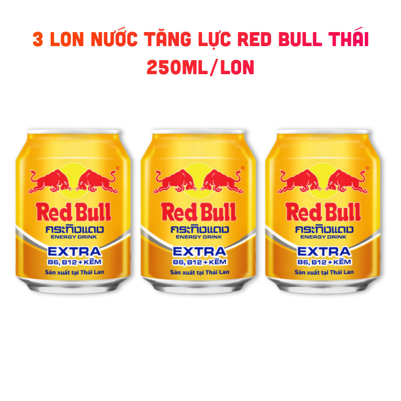 Combo 3 Lon Nước Tăng Lực Red Bull Extra Thái Lan 250ml