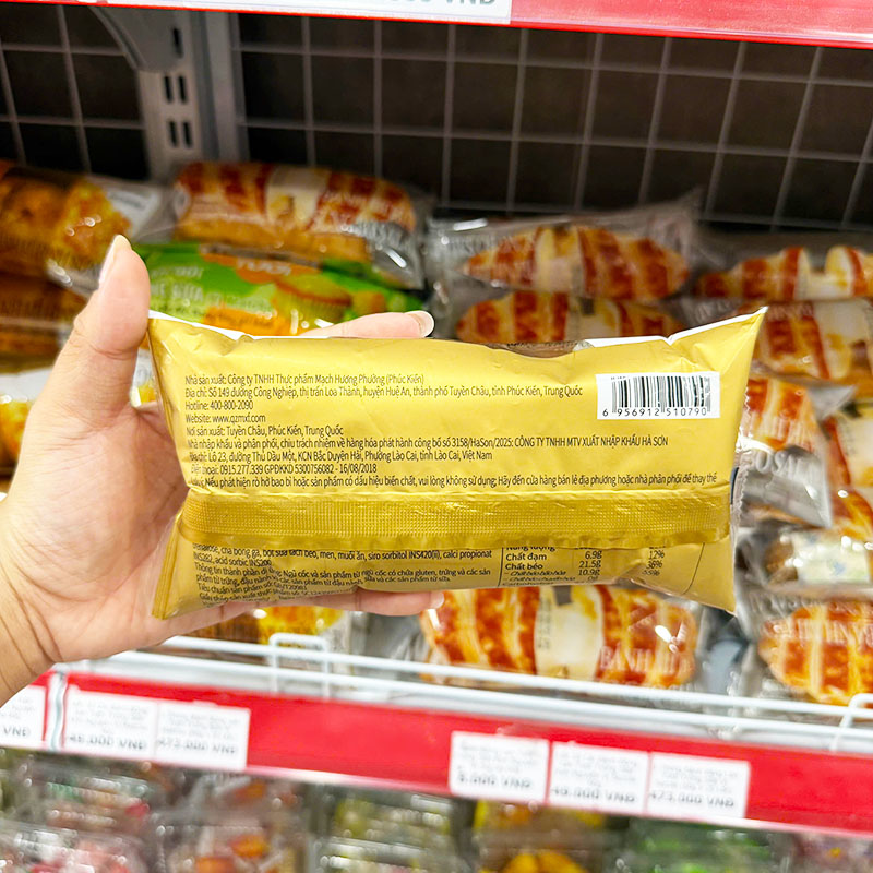 Mặt sau bao bì với thông tin sản phẩm