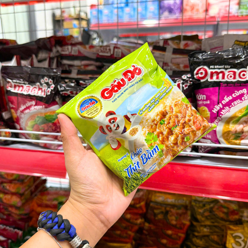 Combo 5 Gói Cháo Thịt Bằm Gấu Đỏ 50g