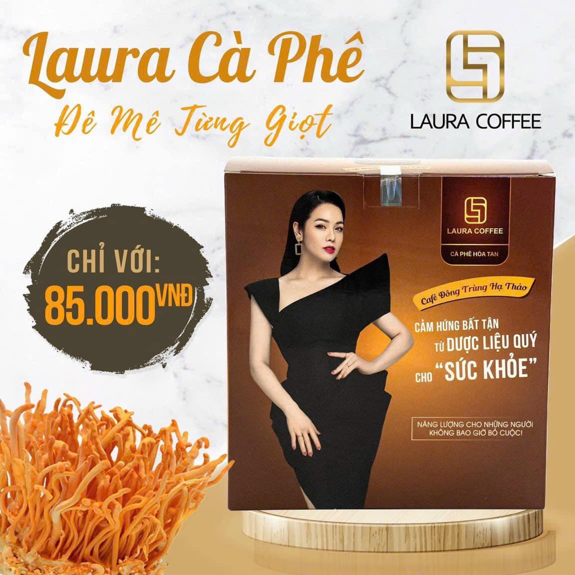 Cà Phê Đông Trùng Hạ Thảo Laura Coffee Nhật Kim Anh Hộp 10 Gói