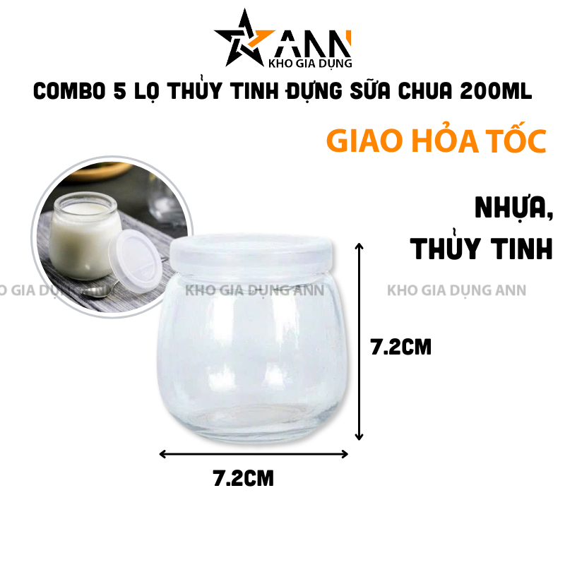 Kích thước tham khảo của hủ thủy tinh 200ml