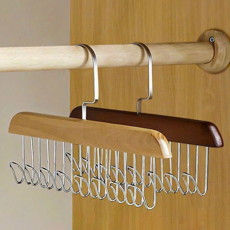 Combo 5 Móc Treo Đồ Lót Gỗ Xoay 360 Độ 8 Móc 18x27.5cm 5cm