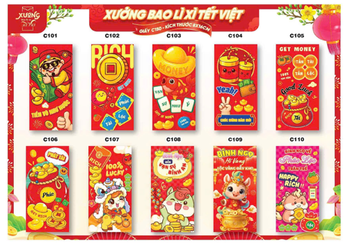 Khám phá Combo 50 Bao Lì Xì Tết Bính Ngọ 2026 - Khách Chọn Tối Đa 5 mẫu thuộc nhóm Bao lì xì Tết
