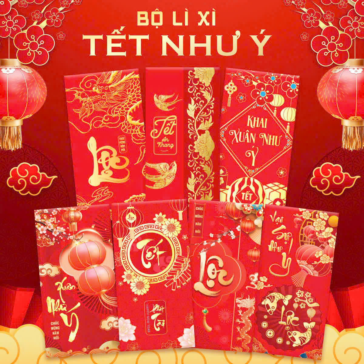 Combo 50 Bao Lì Xì Tết Ất Tỵ 2025