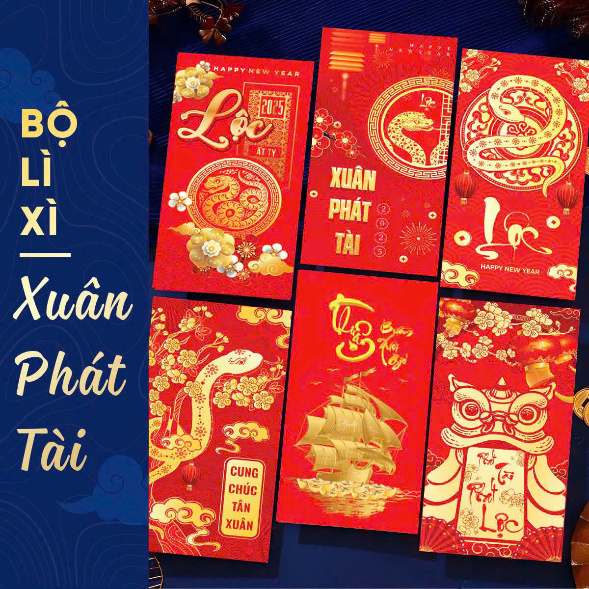 Combo 50 Bao Lì Xì Tết Ất Tỵ 2025