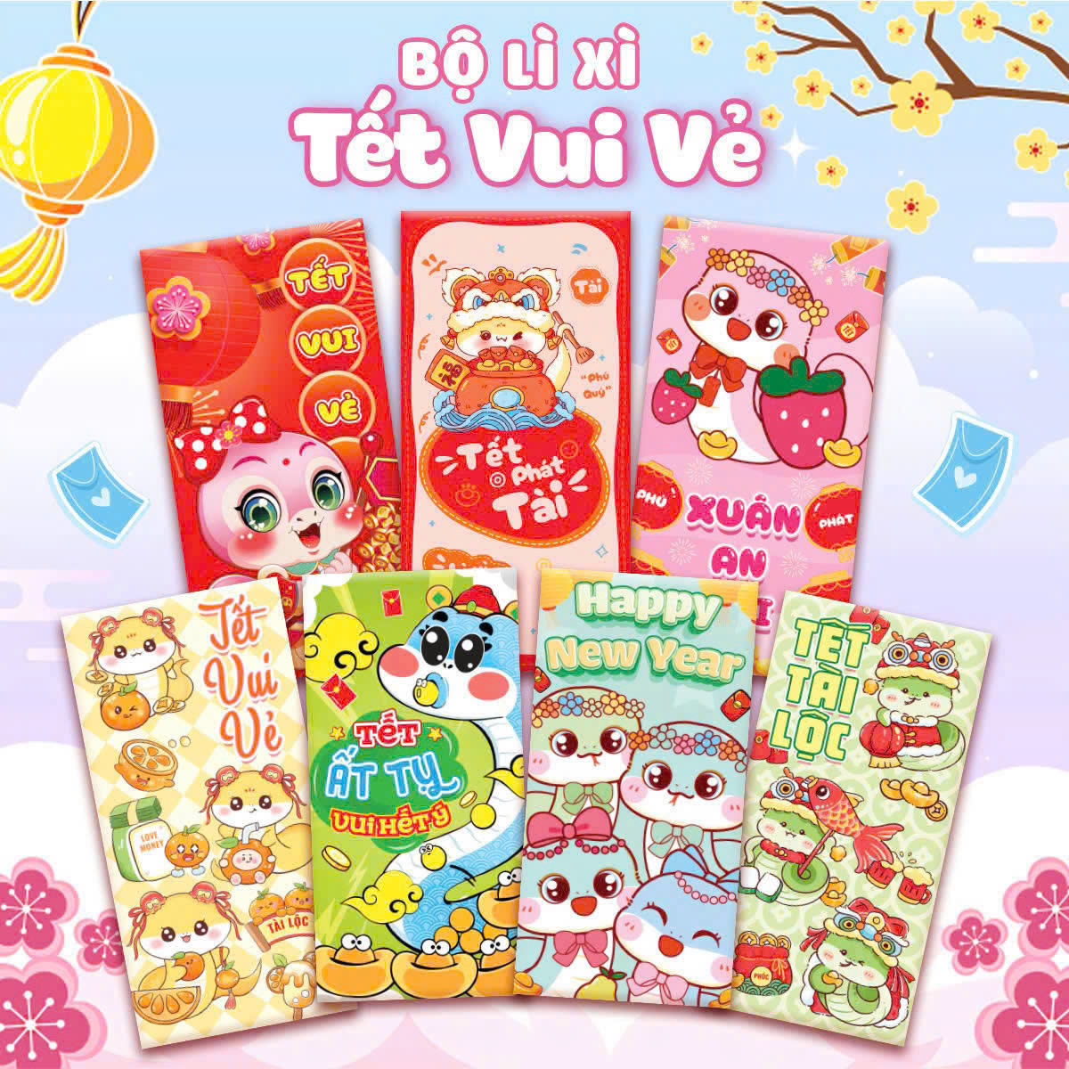 Combo 50 Bao Lì Xì Tết Ất Tỵ 2025