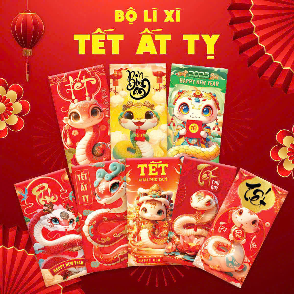 Combo 50 Bao Lì Xì Tết Ất Tỵ 2025