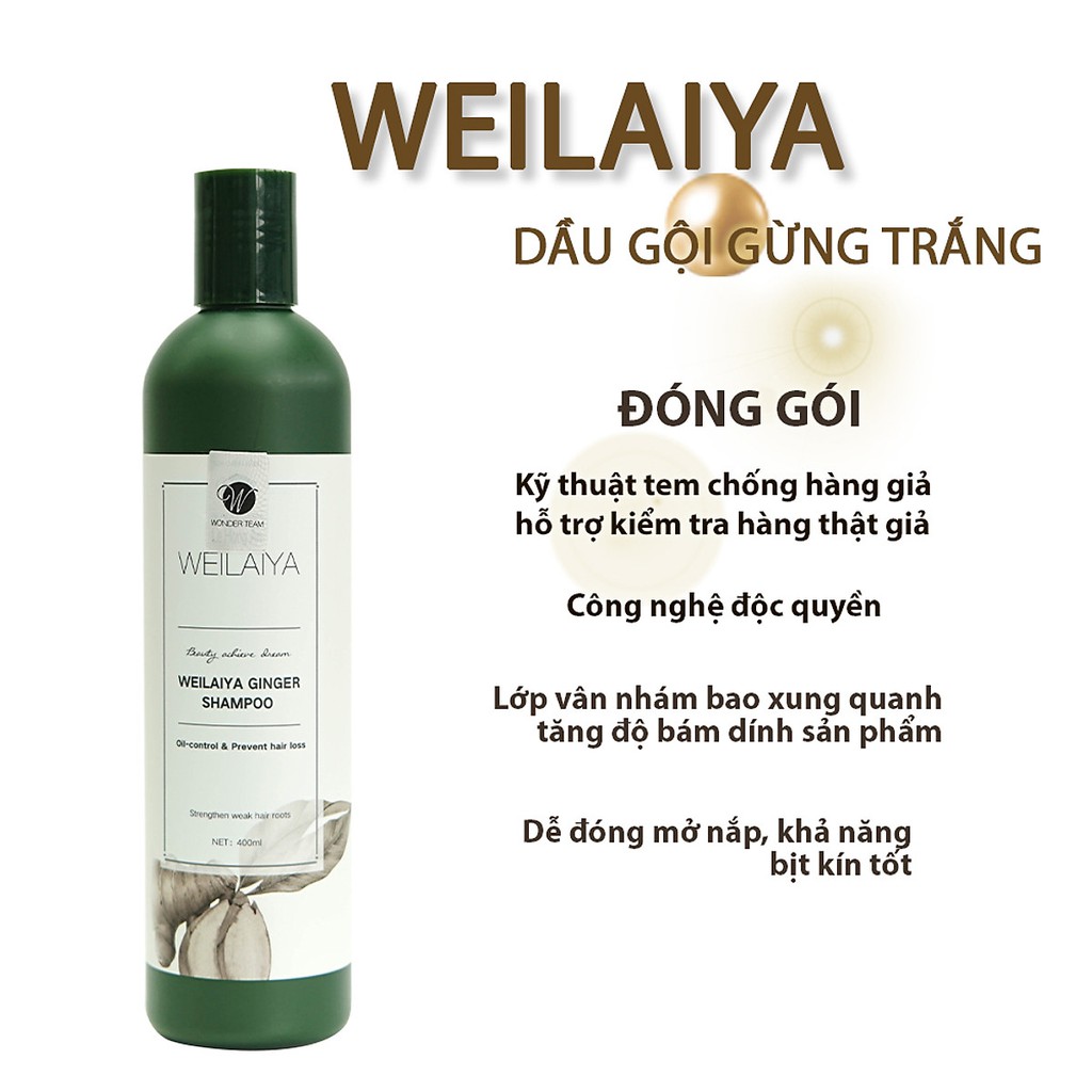 Combo dầu gội xả Weilaiya gừng xả 400ml + 250ml kèm bộ mini
