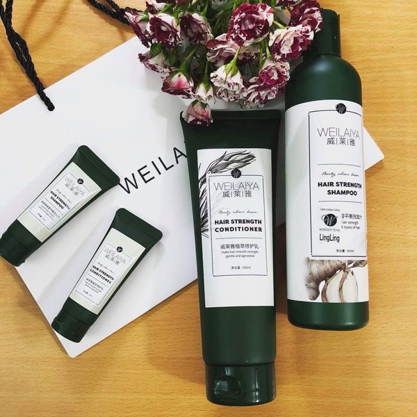 Combo dầu gội xả Weilaiya gừng xả 400ml + 250ml kèm bộ mini
