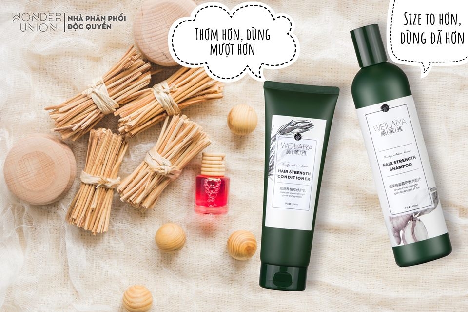 Combo dầu gội xả Weilaiya gừng xả 400ml + 250ml kèm bộ mini