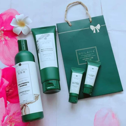 Combo dầu gội xả Weilaiya gừng xả 400ml + 250ml kèm bộ mini