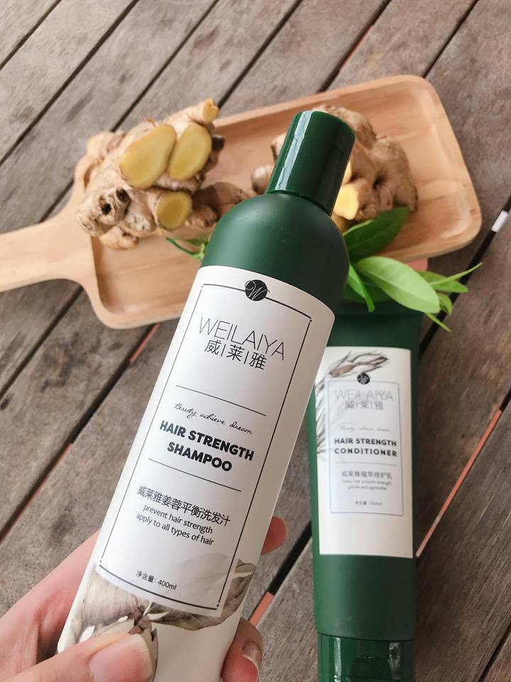 Combo dầu gội xả Weilaiya gừng xả 400ml + 250ml kèm bộ mini
