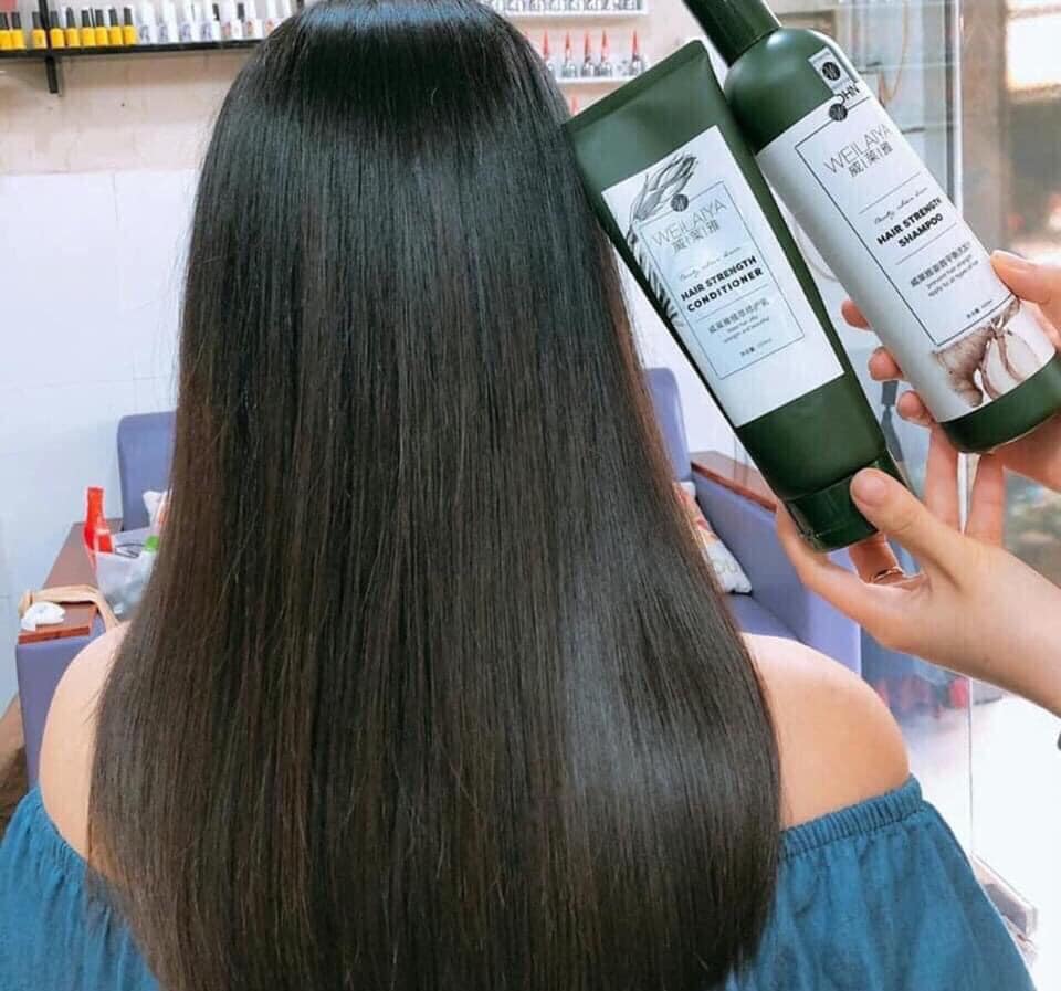 Combo dầu gội xả Weilaiya gừng xả 400ml + 250ml kèm bộ mini
