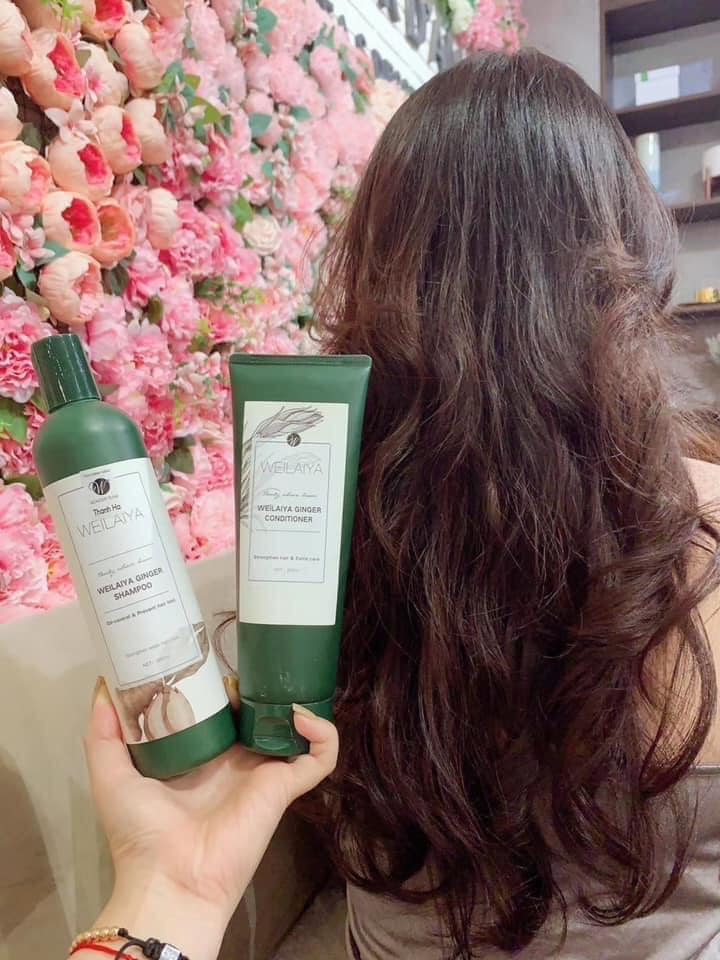 Combo dầu gội xả Weilaiya gừng xả 400ml + 250ml kèm bộ mini