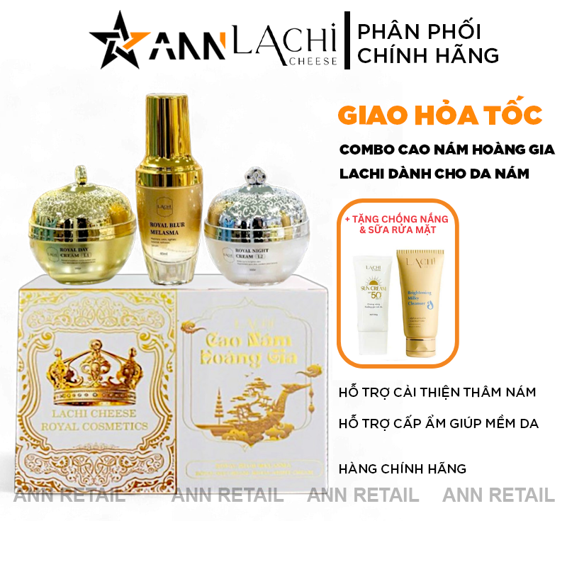 Combo Cao Nám Hoàng Gia Lachi Cheese Serum 40ml + Kem Face Ban Ngày 30g + Kem Face Ban Đêm 30g