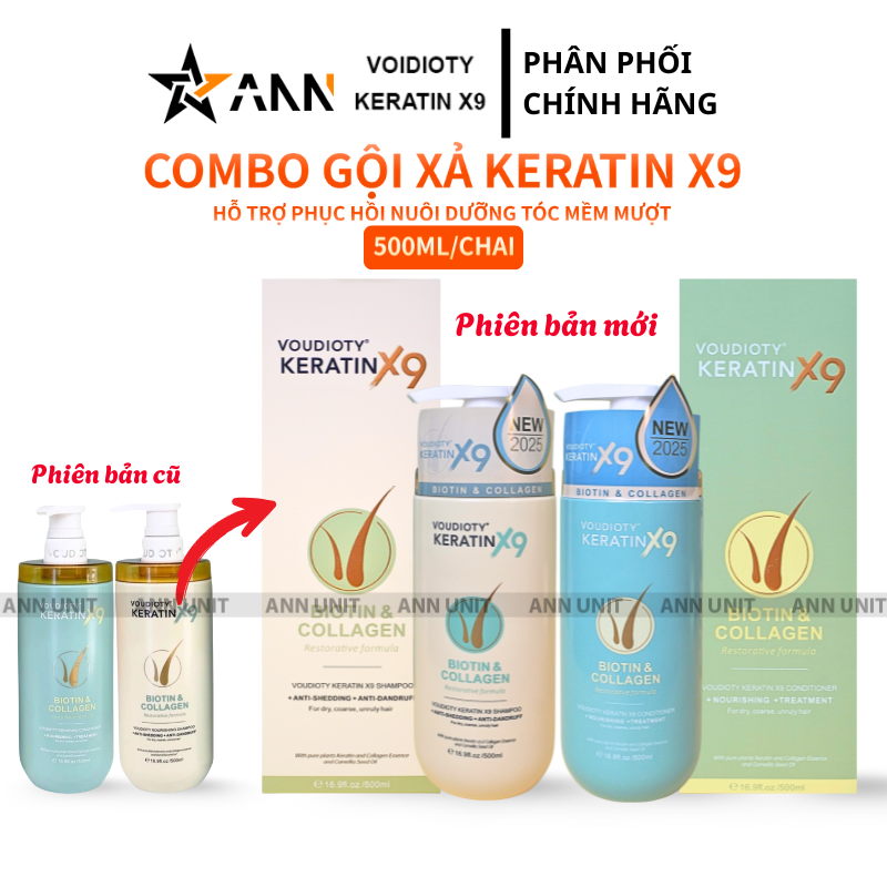 Hình ảnh thể hiện dòng Keratin X9 Biotin & Collagen dung tích 500ml/chai