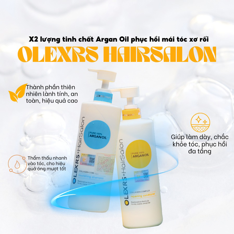 Combo Dầu Gội Xả Olexrs Hair Salon Argan Oil 500ml