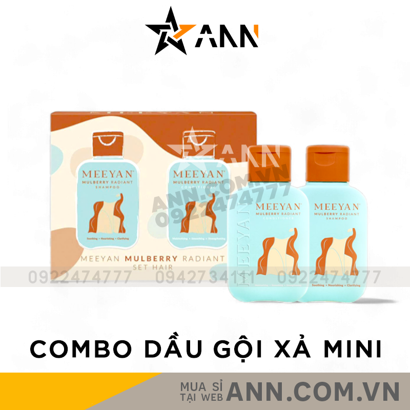 Combo Dầu Gội Xả Rễ Dâu Tằm Meeyan Mulberry Radiant Mini