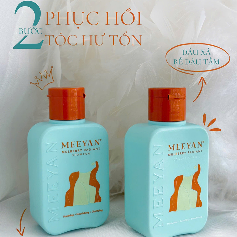 Combo Dầu Gội Xả Rễ Dâu Tằm Meeyan Mulberry Radiant Mini