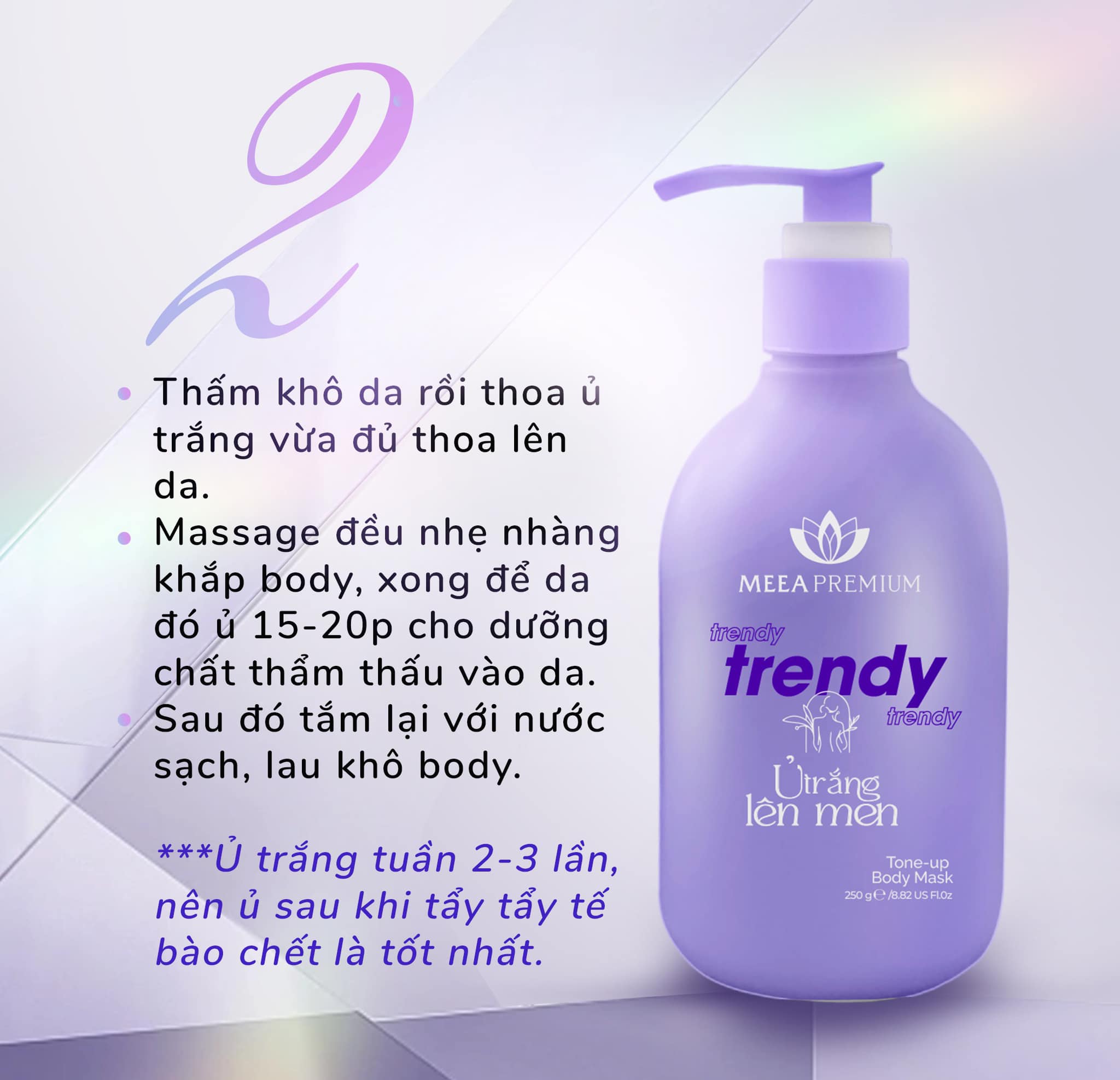 Combo dưỡng body Trendy Meea Premium gồm ủ trắng lên men 250g, body kem lên men 250g, tẩy tế bào chết Berry 100g