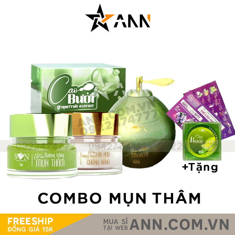 Ảnh trọn bộ gồm kem face, cao bưởi lớn và quà tặng kèm
