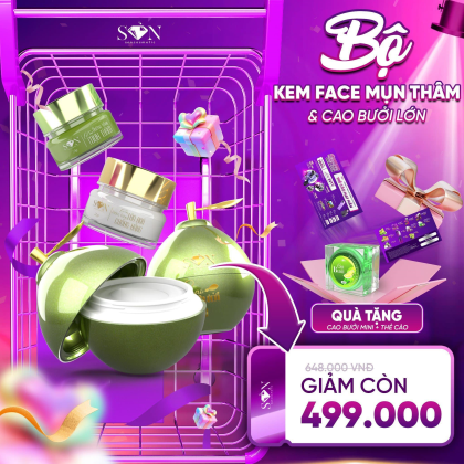 Combo Giảm Mụn Thâm Trắng Xanh SON Cosmetic + Cao Bưởi Lớn kèm Cao Bưởi Nhỏ