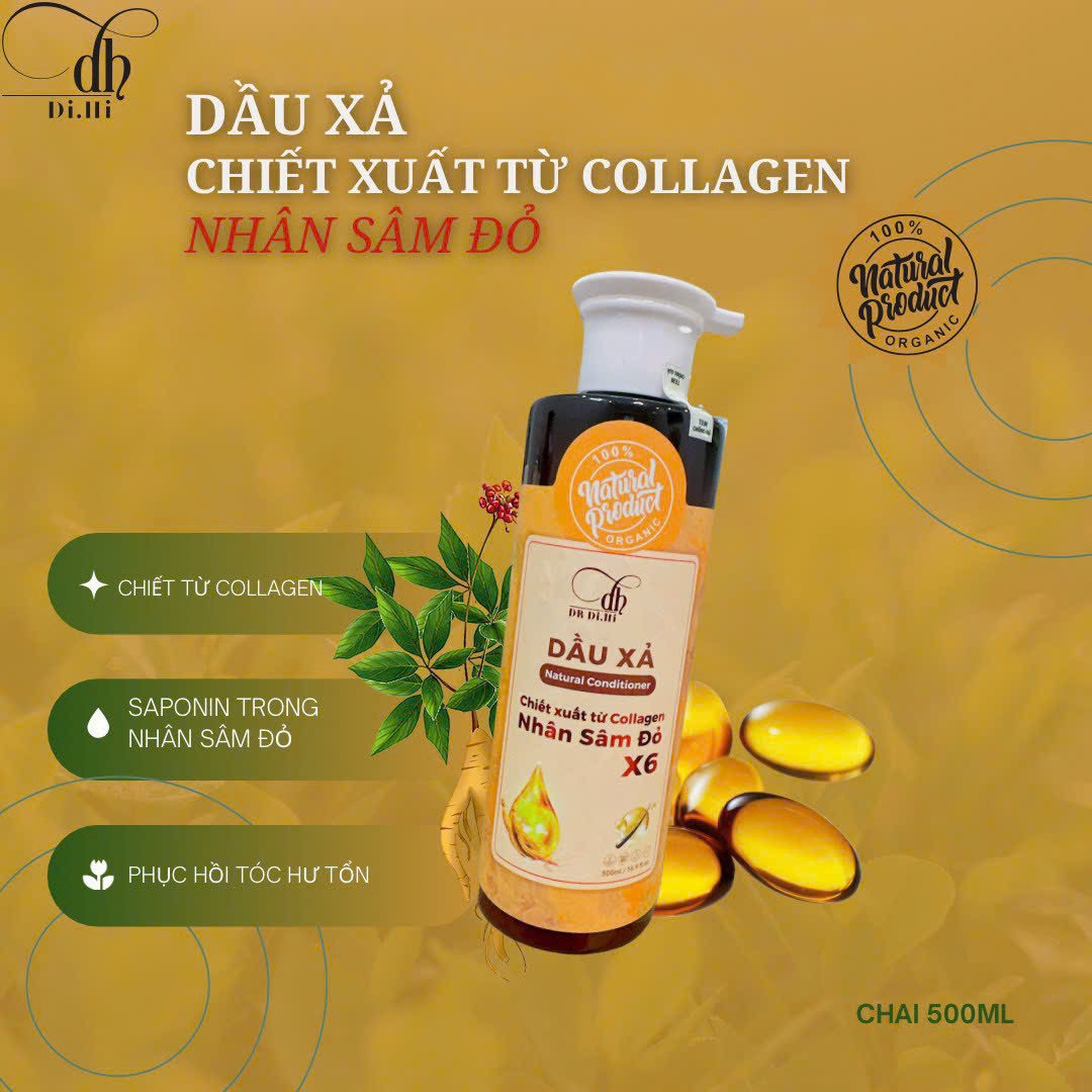 Combo Dầu Gội Xả Nhân Sâm Đỏ X6 Dr Di Hi 2 Chai 500ml