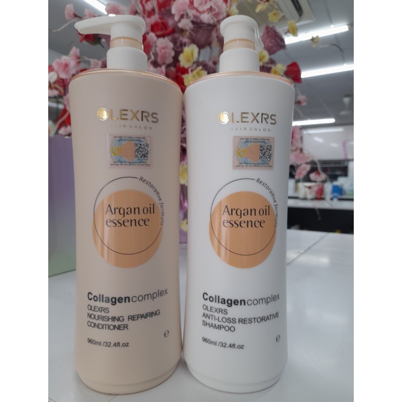 Combo Gội Xả Olexrs Hair Salon Argan Oil Essence Màu Cam 500ml