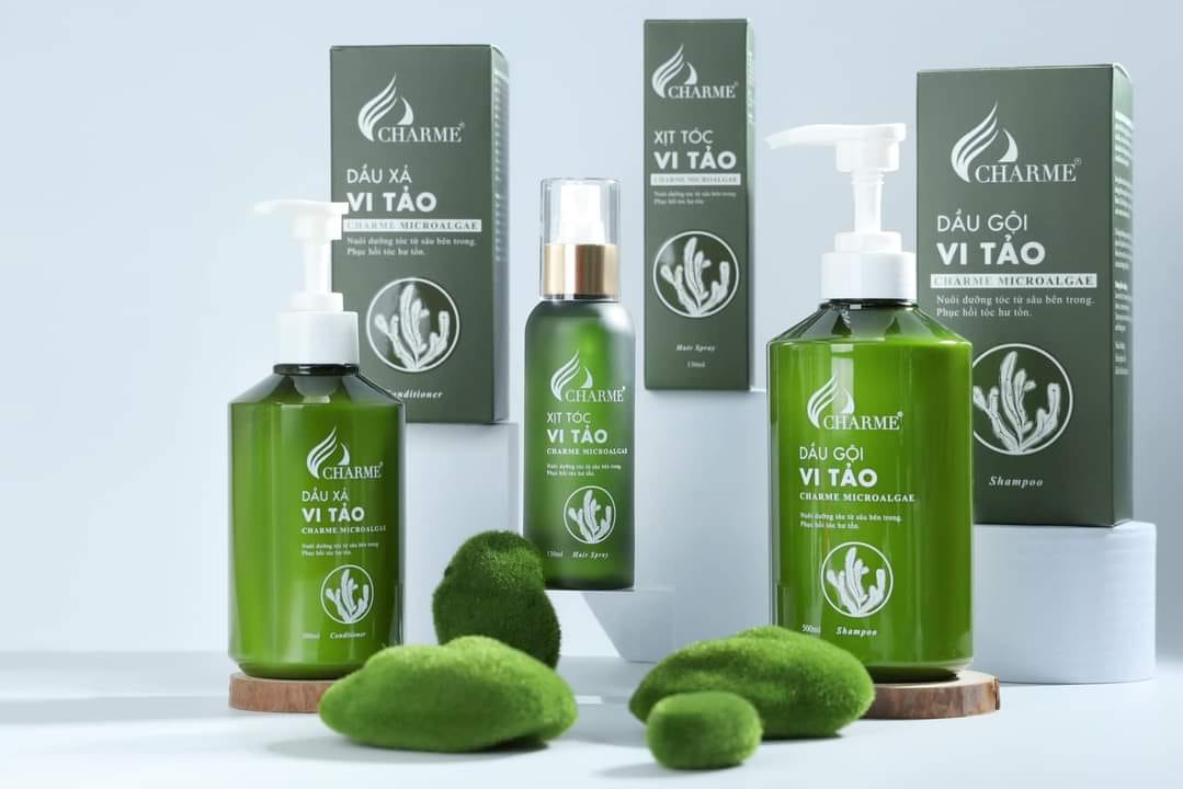 Combo Gội Xả Vi Tảo Charme Microalgae Tặng Xịt Tóc