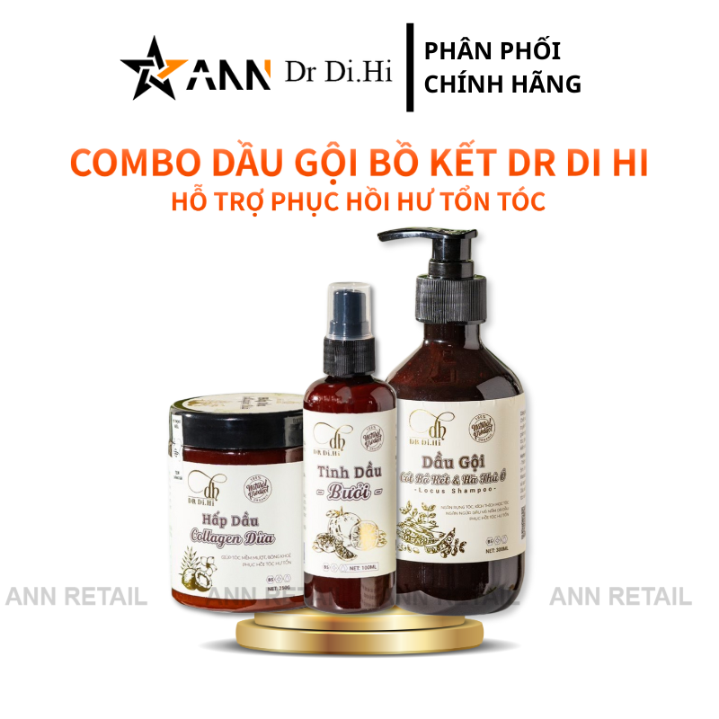 Combo Gội Xả Xịt Bồ Kết Bưởi Dừa Dr Di Hi