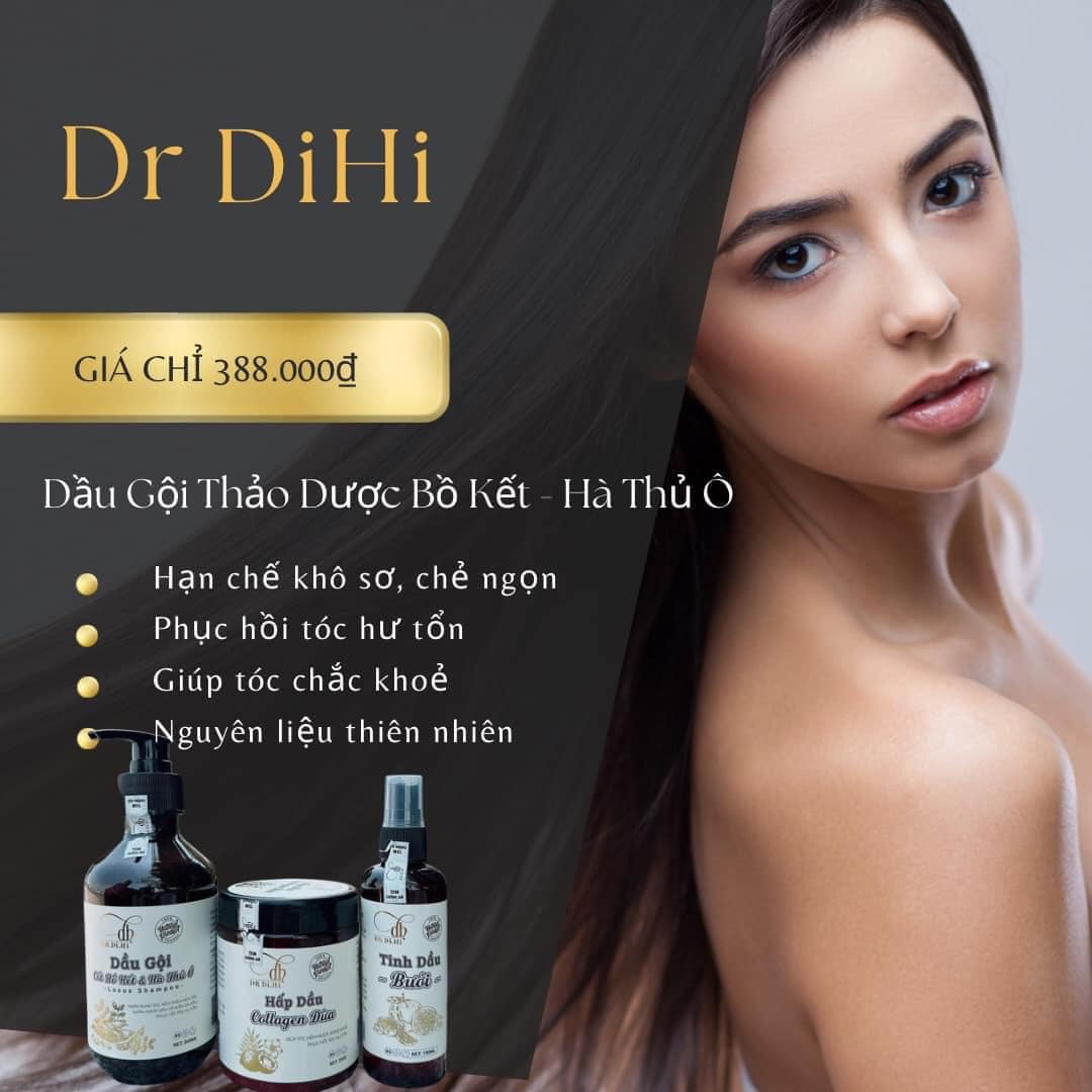 Combo Gội Xả Xịt Bồ Kết Bưởi Dừa Dr Di Hi