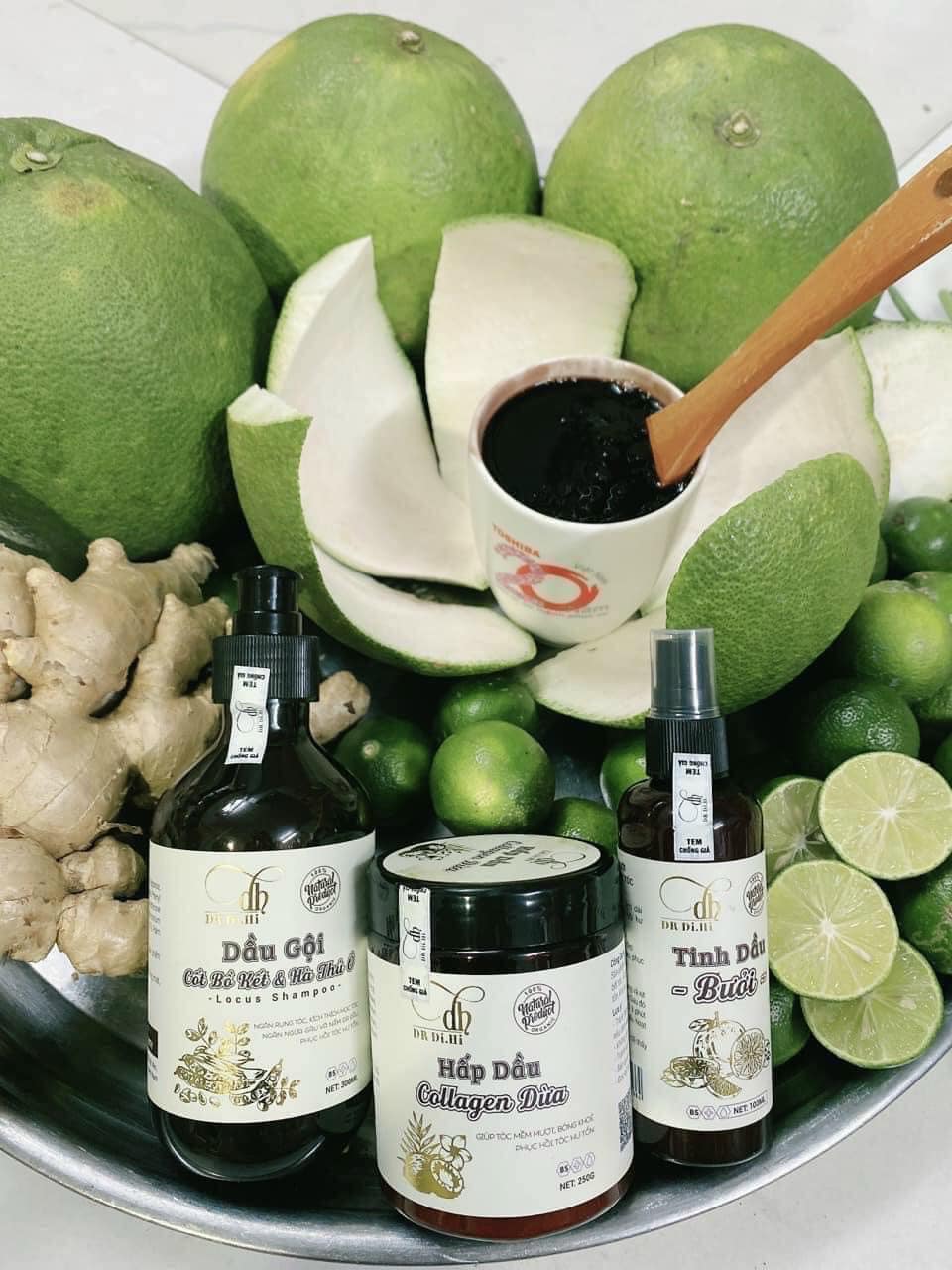 Combo Gội Xả Xịt Bồ Kết Bưởi Dừa Dr Di Hi