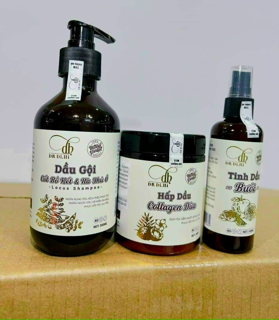Combo Gội Xả Xịt Bồ Kết Bưởi Dừa Dr Di Hi