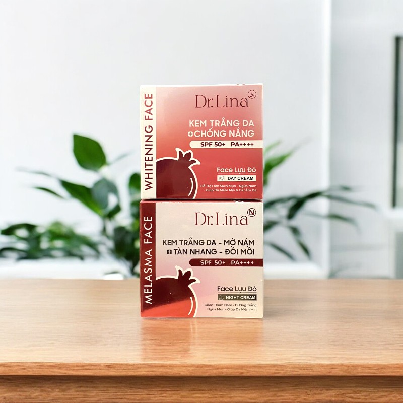 Combo Kem Face Lựu Đỏ Dr.Lina Ngày Đêm 18g Hỗ Trợ Dưỡng Sáng Da Mờ Nám