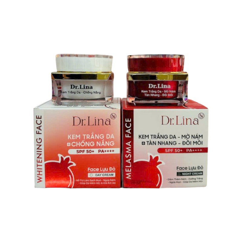 Combo Kem Face Dưỡng Trắng Da Mặt Dr.Lina Lựu Đỏ Ngày Đêm 18g Hỗ Trợ Trắng Da Mờ Nám phù hợp để tham khảo khi chọn dr lacir