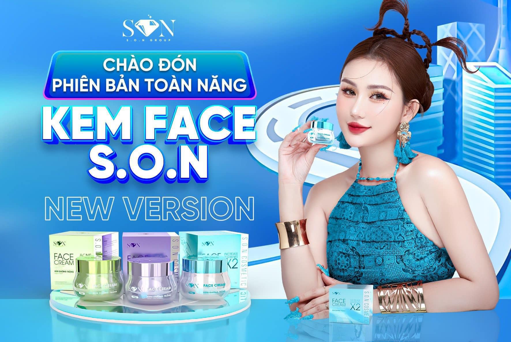 Combo Kem Face Xanh Lá + Xanh Biển SON Cosmetic tặng Cao Bưởi Phiên Bản Mới