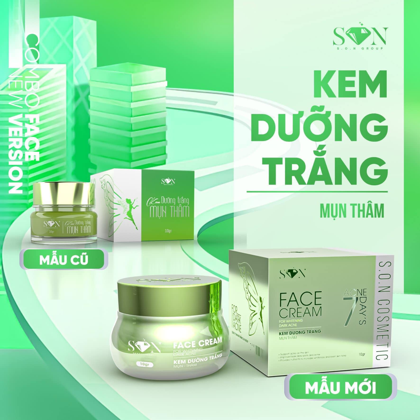 Combo Kem Face Xanh Lá + Xanh Biển SON Cosmetic tặng Cao Bưởi Phiên Bản Mới