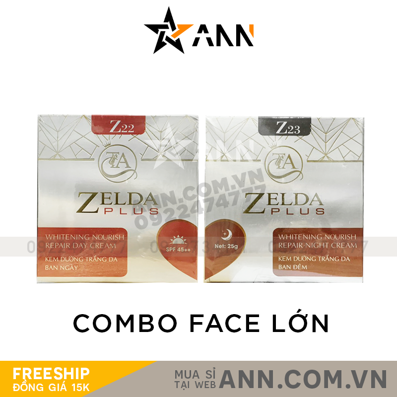 Combo Kem Face Zelda Plus Dưỡng Trắng Da Ngày Đêm 25g x 2