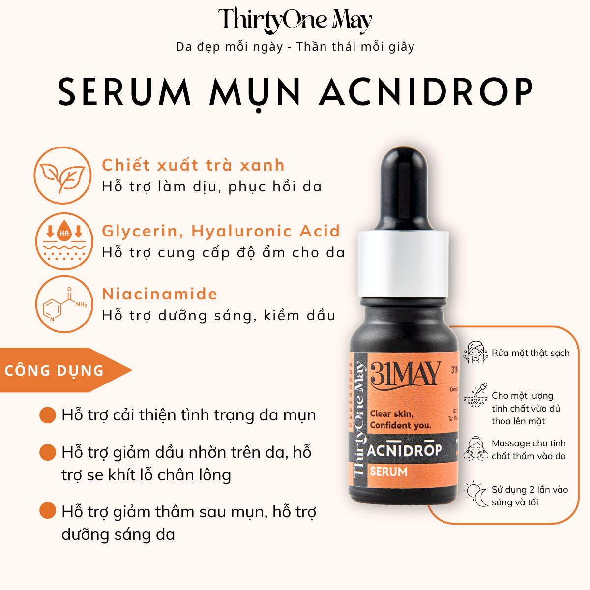 Hình ảnh serum Acnidrop và điểm nổi bật về công dụng sử dụng