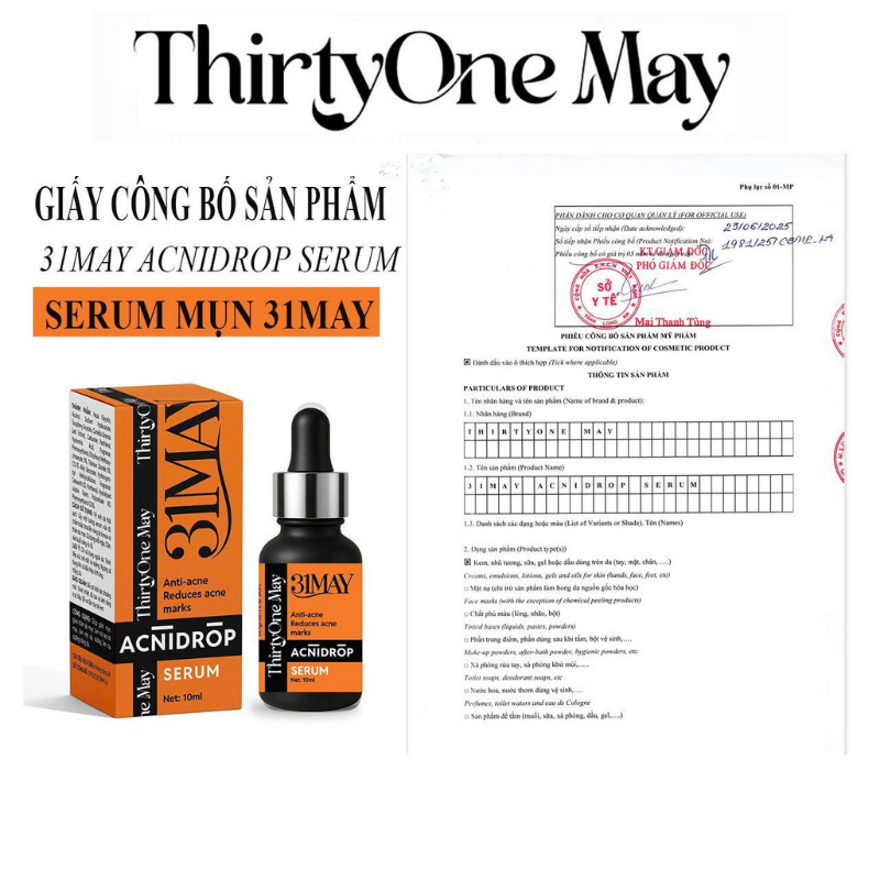 Combo Kem Mụn 31may Acnifix 10g + Serum Mụn 31may Acnidrop 10ml + Sữa Rửa Mặt 31may Hydra Cleanser 100ml - Mỹ Phẩm Thirty One May