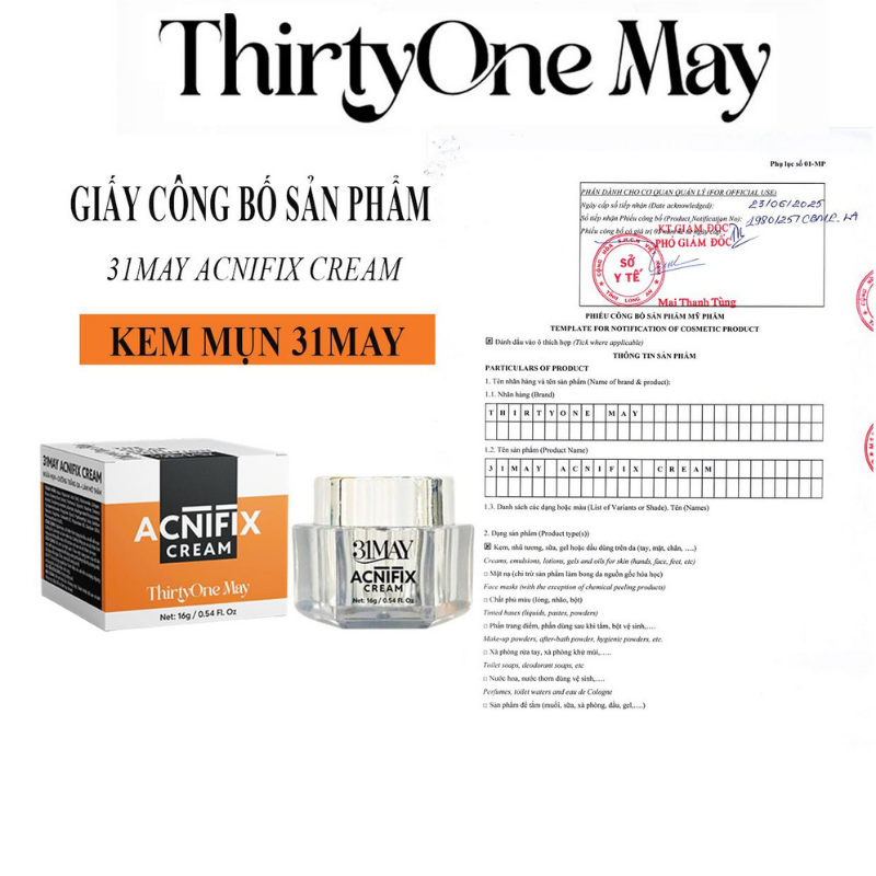 Combo Kem Mụn 31may Acnifix 10g + Serum Mụn 31may Acnidrop 10ml + Sữa Rửa Mặt 31may Hydra Cleanser 100ml - Mỹ Phẩm Thirty One May