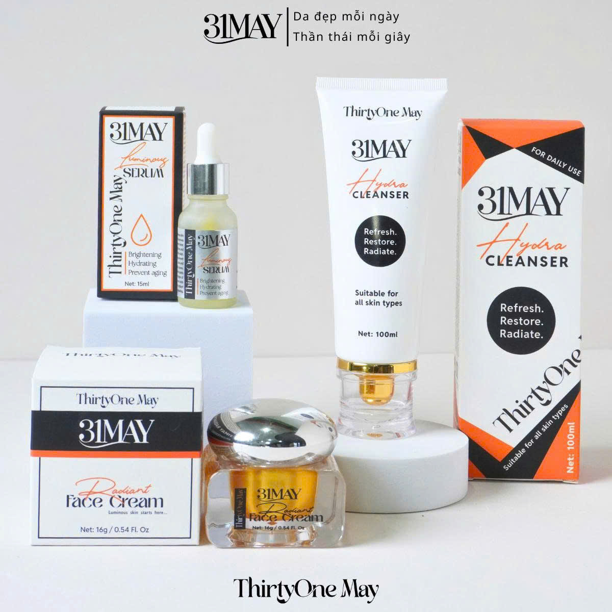 Combo Kem Nám 31may 16g + Serum Cang Bóng 31may Acnidrop 10ml + Sữa Rửa Mặt 31may Hydra Cleanser 100ml - Mỹ Phẩm Thirty One May