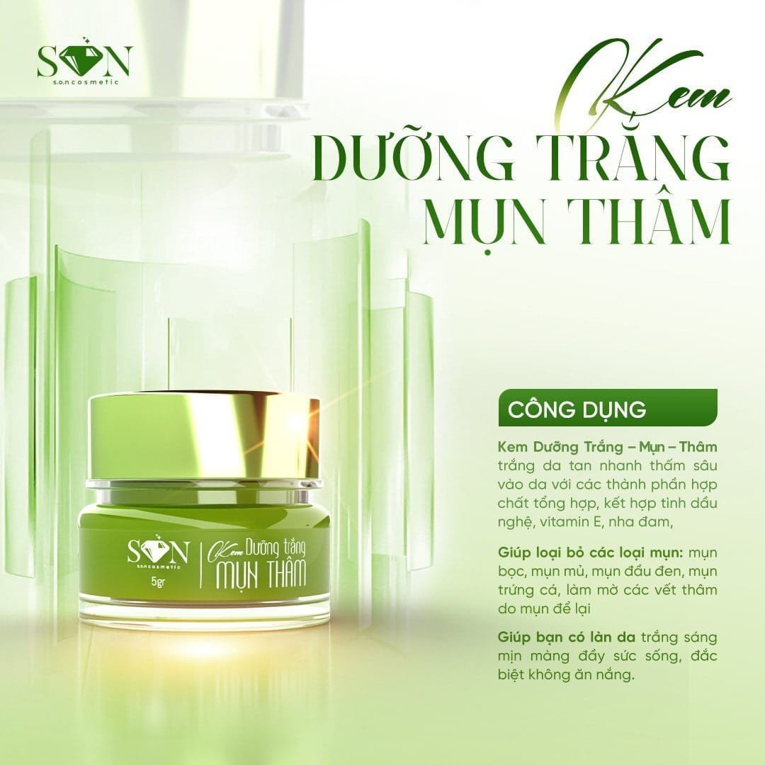 Combo Kem Face Mụn Thâm Trắng Xanh SON Cosmetic Tặng Cao Bưởi 5g