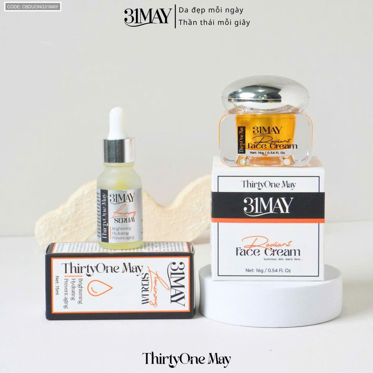Combo Serum 31May Luminous 15ml & Kem Face Nám 31May Radiant 16g