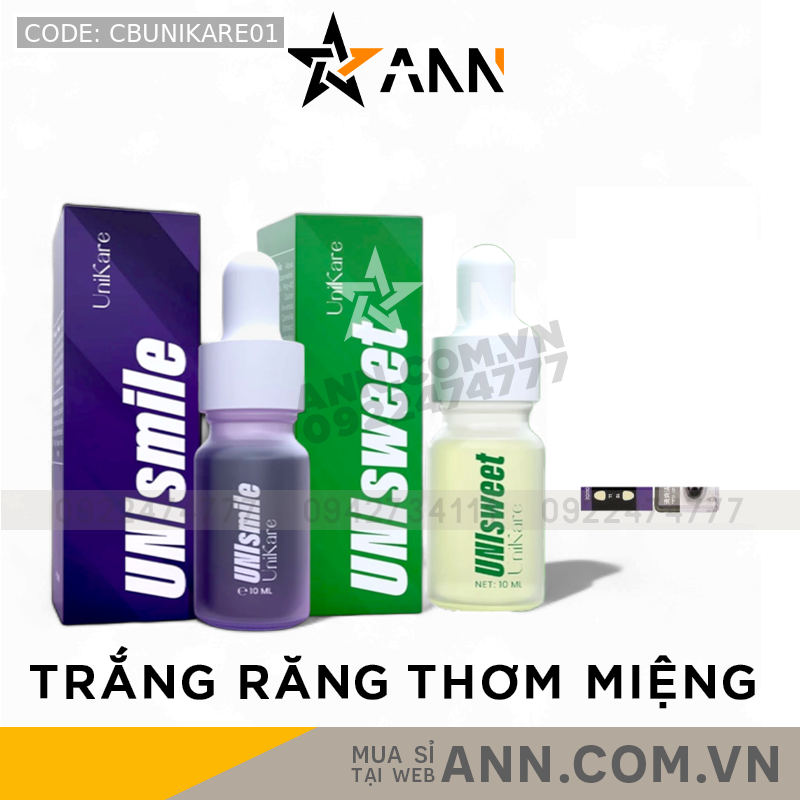 Combo Serum Trắng Răng Unismile + Serum Hơi Thở Thơm Mát Unisweet 10ml