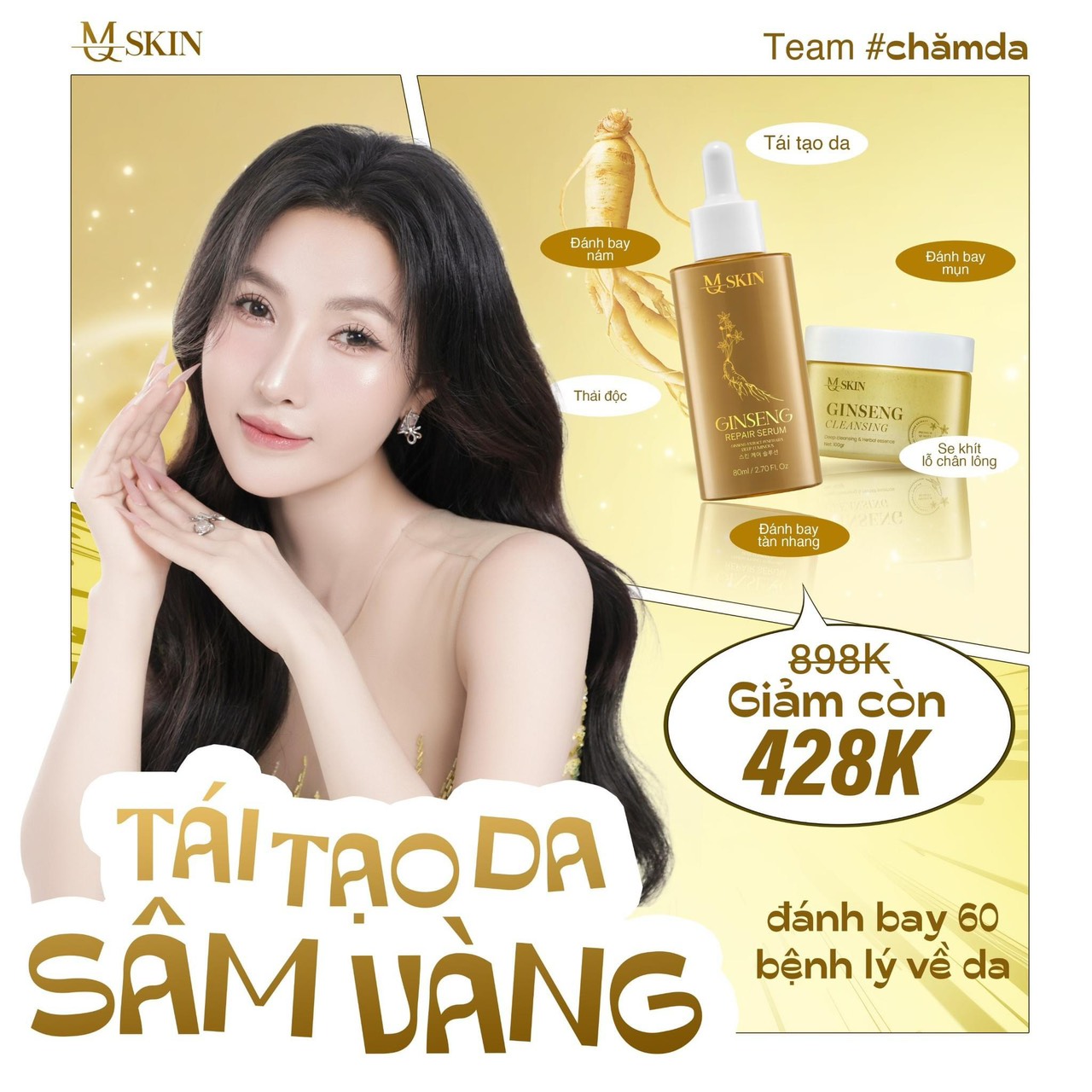 Bộ sản phẩm gồm serum và bột rửa mặt nhân sâm