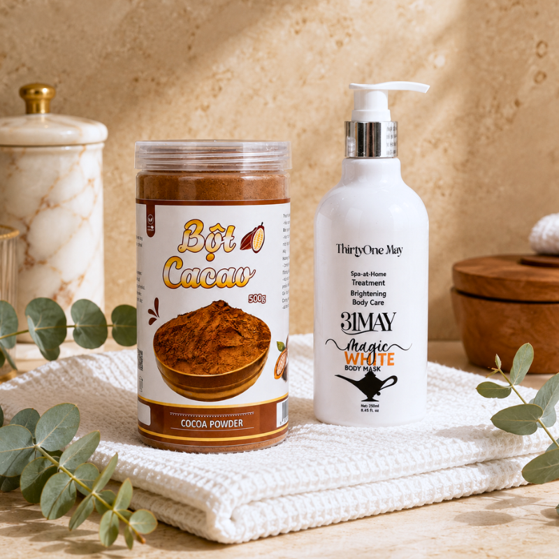 Combo Ủ Trắng Body White Magic 31MAY 250ml + Bột Cacao Nguyên Chất 500g