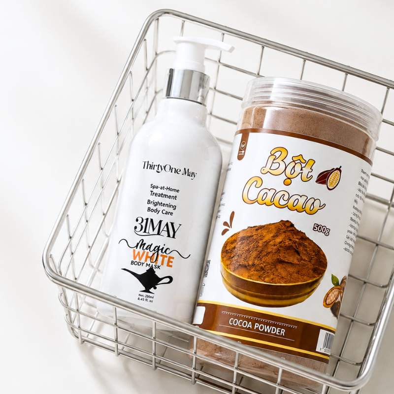 Combo Ủ Trắng Body White Magic 31MAY 250ml + Bột Cacao Nguyên Chất 500g