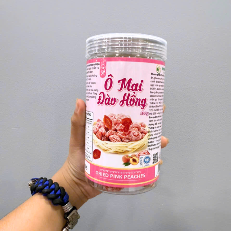 Ô Mai Đào Hồng 500g Hộp Pet
