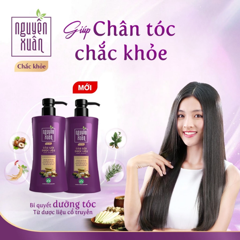 Dầu Gội Dược Liệu Nguyên Xuân Chắc Khỏe 450ml Màu Tím